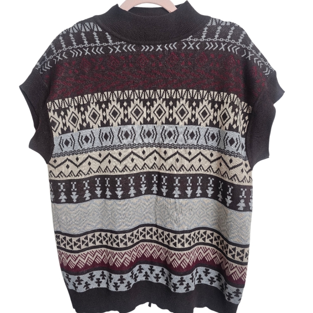 Current Air Acrylic Wool Blend Short Sleeve High Neck Sweater Size XS/S